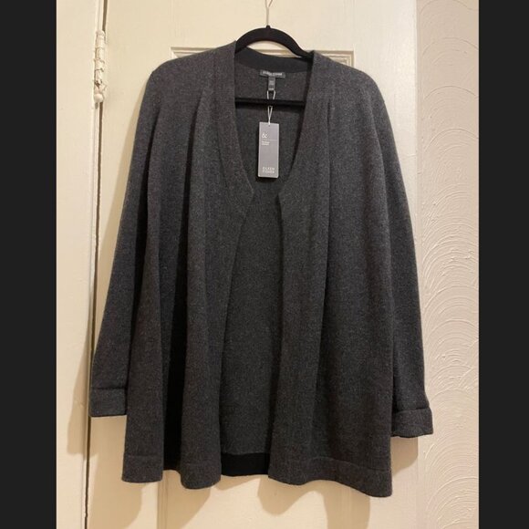 NWT New Eileen Fisher 100 Cashmere Buttery Gray Drape Front Cardigan Size PP/PS - Picture 2 of 8